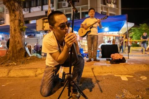 Buskers performance Stock Photos