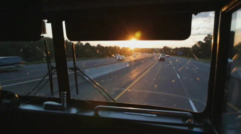 Busride. Sunset. Stock Footage