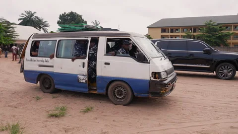 Busses moving with Election Material to various location in the state Stock Footage 331424429