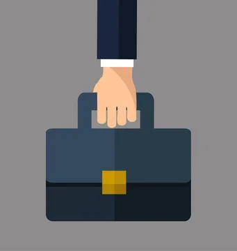 Bussiness, hand holding briefcase. Vector Stock Illustration