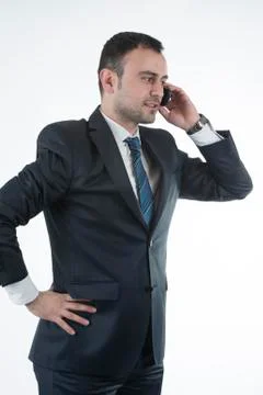 Bussinessman on phone Stockfoto's