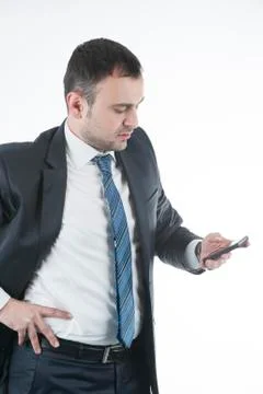 Bussinessman on phone Stockfoto's