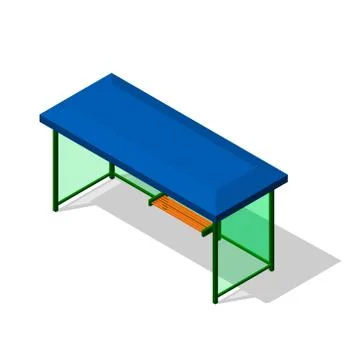 Busstop. Isolated on white background. 3d Vector illustration.Isometric style 스톡 일러스트
