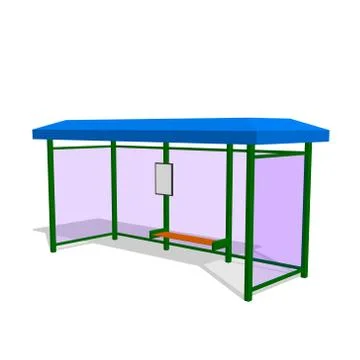 Busstop. Isolated on white background. 3d Vector illustration. Stock Illustration