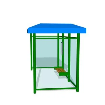 Busstop. Isolated on white background. 3d Vector illustration.Side view. 스톡 일러스트