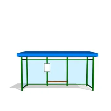 Busstop. Isolated on white background. 3d Vector illustration.Front view. 스톡 일러스트