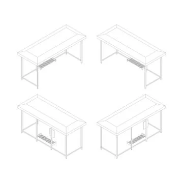 Busstop set. Vector outline illustration. Isometric style. 스톡 일러스트