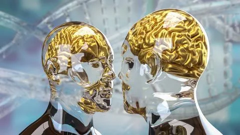 The Bust and Brain for sci or Technology concept 3d Rendering. Stock Illustration