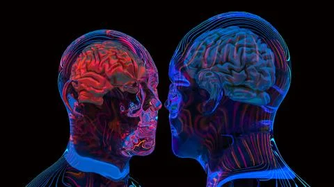 The Bust and Brain for sci or Technology concept 3d Rendering. Stock Illustration