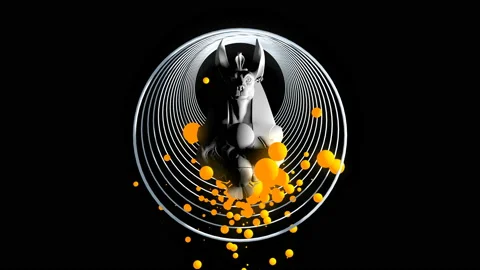 Bust of Anubis on a black background Stock Footage 155584351