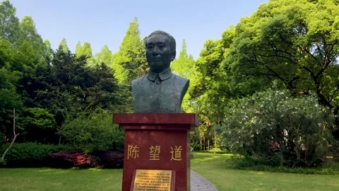 Bust of Chen Wangdao on Handan Campus, Fudan University Stock Footage 308503175