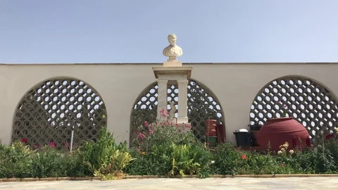 Bust in the courtyard of Saint George Monastery Stock Footage 89572890