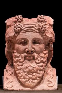 The bust of Dionysus on a small square column unearthed from Pompeii, Italy Stock Photos