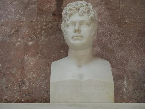 Bust of Friedrich Schelling at Walhalla temple by sculptor Lossow in Donausta Stock Photos