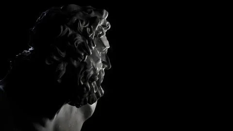 Bust of Laocoon in contrast lighting, art sculpture, Stock Illustration