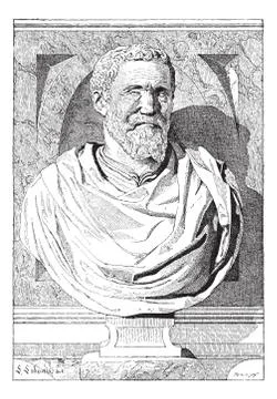 Bust of Michaelangelo, vintage engraving Stock Illustration