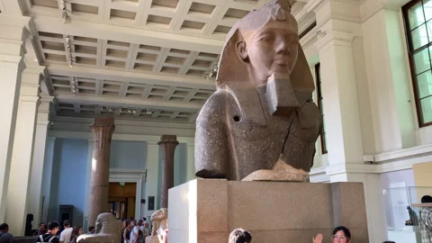 Bust of Pharaoh Ramesses II in the Egyptian Gallery of the British Museum Stock Footage 321460347