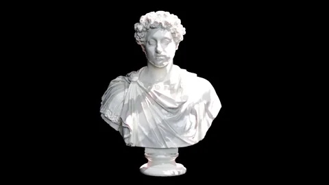 Bust of Portrait of a young Marcus Aurelius Cinematic Render Stock Footage 335877728