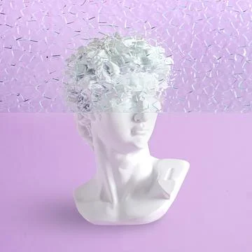 Bust of a statue of David on a purple background Stock Photos