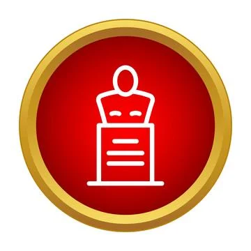 Bust statue icon on a red circle with gold border Stock Illustration
