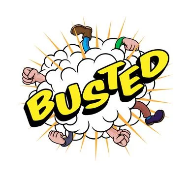 BUSTED Comic Book Pop Art Fight Cloud Graphic Stock Illustration