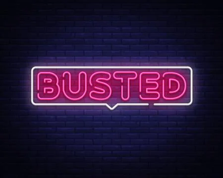 Busted Neon Text Vector. Busted neon sign, design template, modern trend design Illustrazione stock