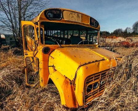 Busted School Bus Fotos de archivo