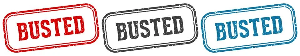 Busted stamp. busted rectangular stamp set isolated on white background Stock Illustration