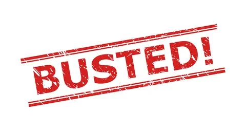 BUSTED! Stamp with Rubber Surface and Double Parallel Lines Stock Illustration