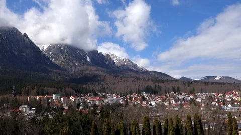 Busteni city view with mountain at background Stock Footage 105285245