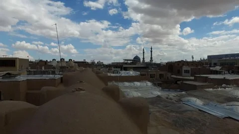 The bustling bazaar in Qom city features intricate mud dome, stock footage. Stock Footage 304817157