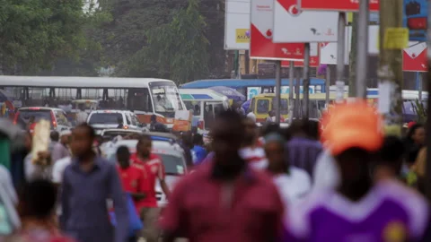 Bustling bus stop In Main Street  DaresSalaam  Tanzania  Africa Stock Footage 130753465