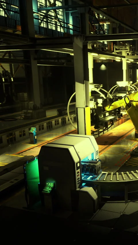 A bustling industrial setting highlights the blend of machinery and technology Stock Footage 331834851