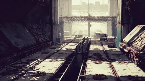 Bustling warehouse with workers loading crates into waiting trucks swiftly Stock Footage 334338494