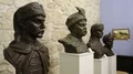 Busts of Ukraine historical persons inside Zbarazh Castle in western Ukraine HD Footage
