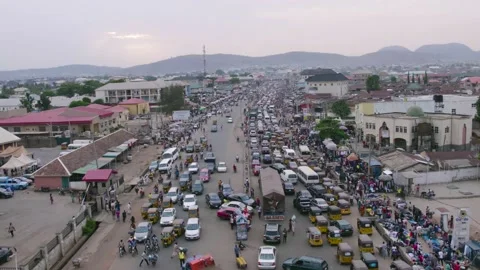 Busy area and Rush hour in Nigeria Africa Stock Footage 188313865