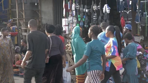 Busy area, Rush hour and Africa survival in nigeria Stock Footage 247973525