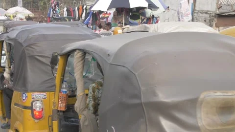 Busy area, Rush hour and Africa survival in nigeria Stock Footage 247974194