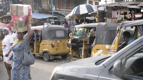 Busy area, Rush hour and Africa survival in nigeria 動画素材 247974615
