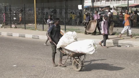 Busy area, Rush hour and Africa survival in nigeria Stock-Footage 247976165