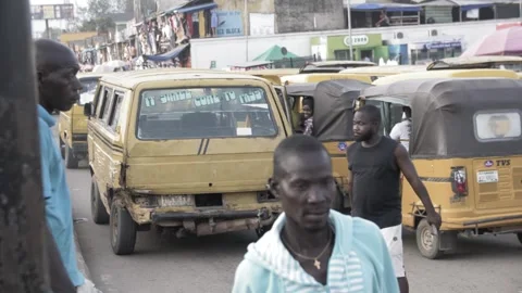 Busy area, Rush hour and Africa survival in nigeria 動画素材 247976365