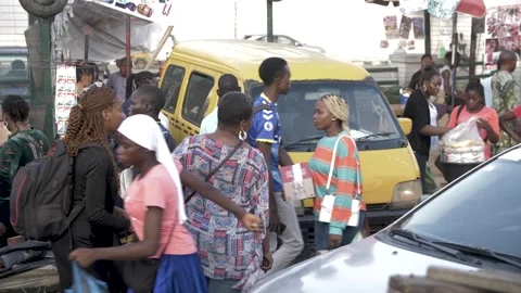 Busy area, Rush hour and Africa survival in nigeria Stockbeeldmateriaal 249376562