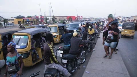 Busy area, Rush hour and Africa survival in nigeria Stock Footage 249392005