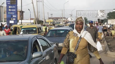 Busy area, Rush hour and Africa survival in nigeria Stock Footage 249392500