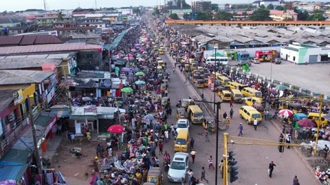 Busy area, Rush hour and Africa survival in nigeria Stock Footage 249398232