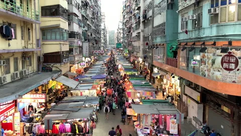 Busy bazaar in hong kong, mong kok Stock Footage 148944199