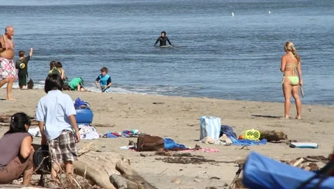 Busy beach Stock Footage 4537536