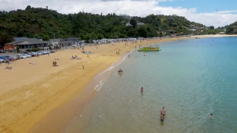 Busy Beach Nelson (Drone) Stock Footage 86668175