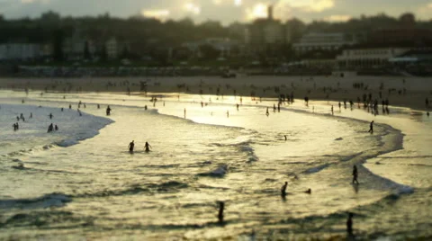Busy Beach sunset timelapse Stock Footage 2435299