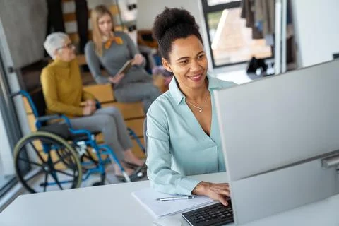 Busy business people, programmers software developer engineer working on Foto stock